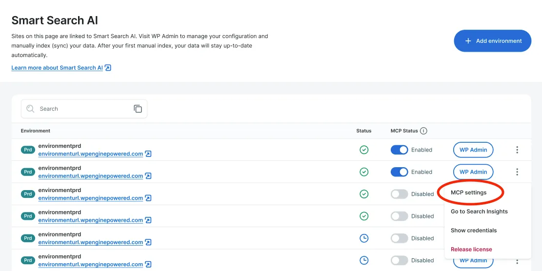 Smart Search AI Show MCP Settings
